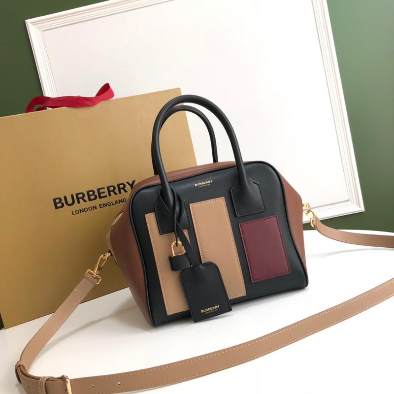 Burberry Handbags 80127341 Full leather cut black curry purple